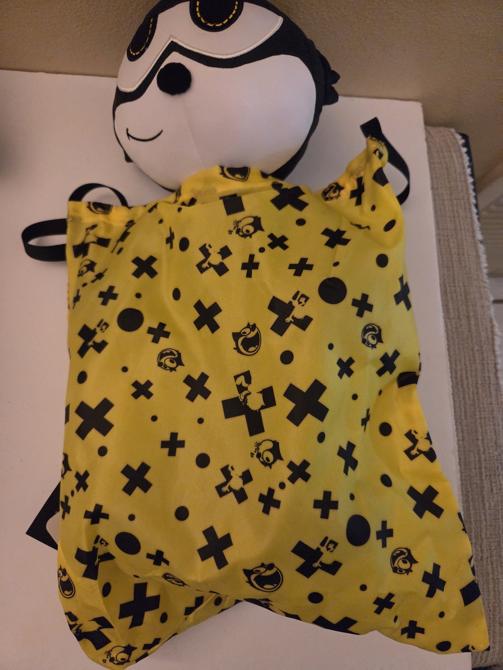 Plush Black & Yellow Character Comforter Toy - Kids Stuffed Animal